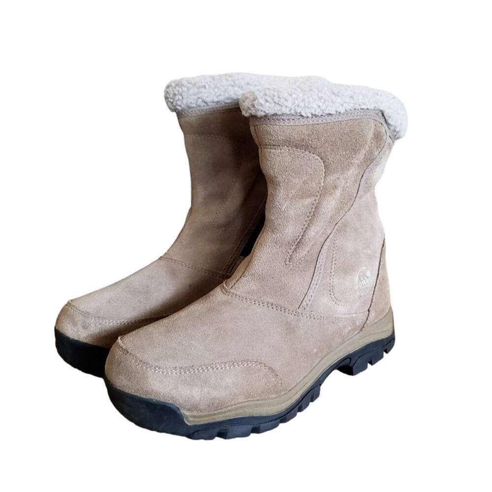 SOREL WaterFall Winter Boots Women Sz 9.5 Tan Suede‎ Waterproof Thinsulate Ultra